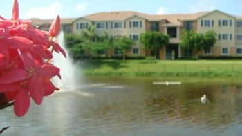 View of lake and buildings 